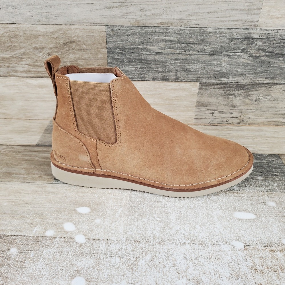 Toms Skyline Mens Chelsea Boot Sz 7 Comfort Toffee Suede Round Toe Pull On Ankle